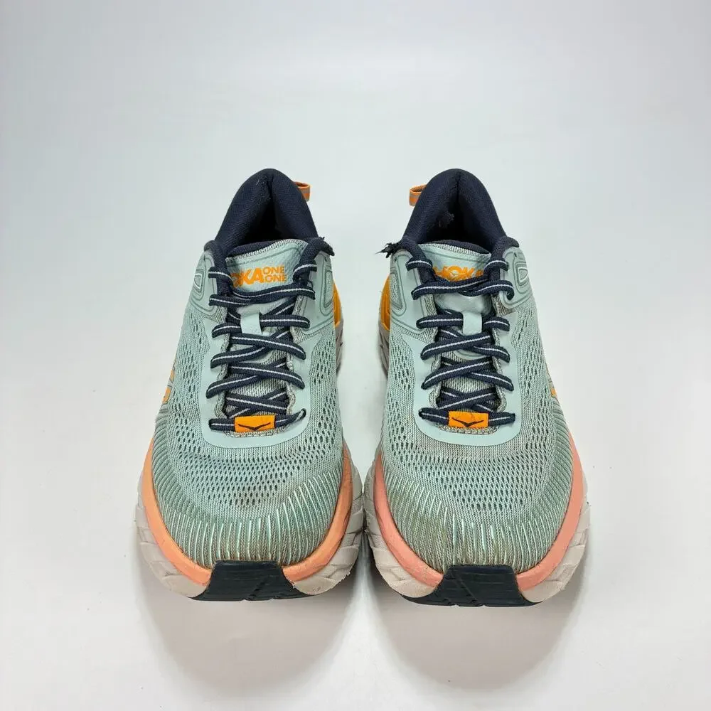 Hoka Bondi 7 Blue Haze Coral Athletic Lace Up Road Running Shoes Womens Size 7.5